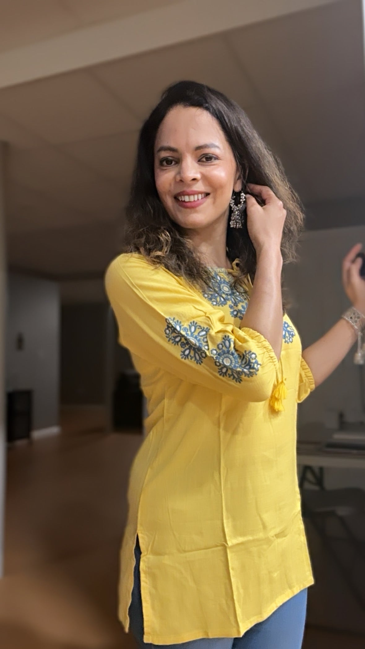 Yellow Short Kurti for Women