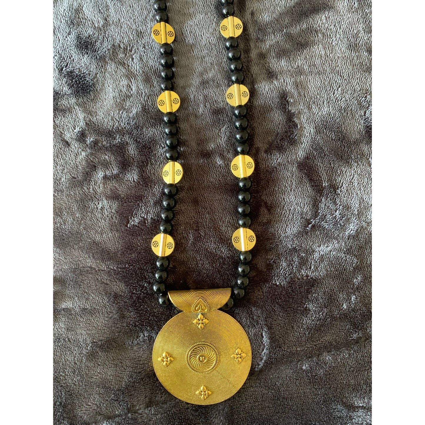 Gold Plated and Black Onyx Stone Necklace Set for Women