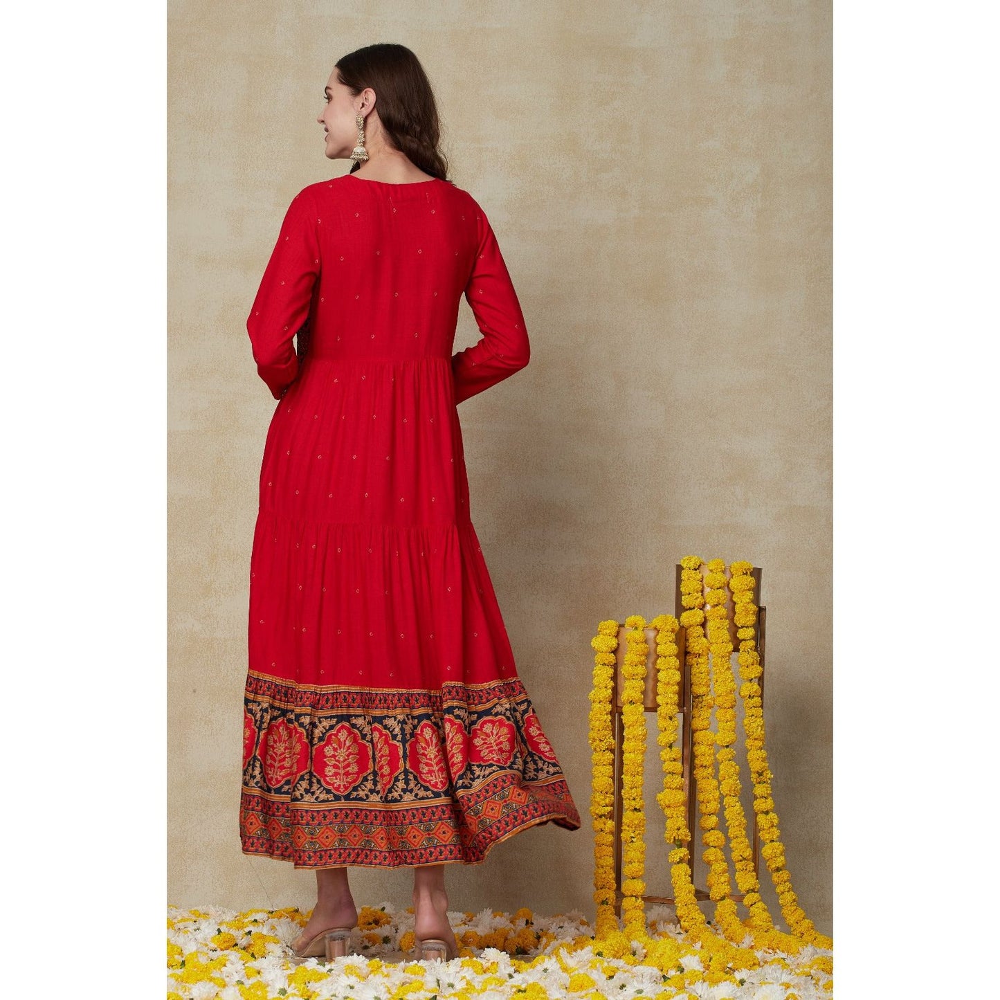 Fusion Wear Indian Dress/Kurta with attached Jacket