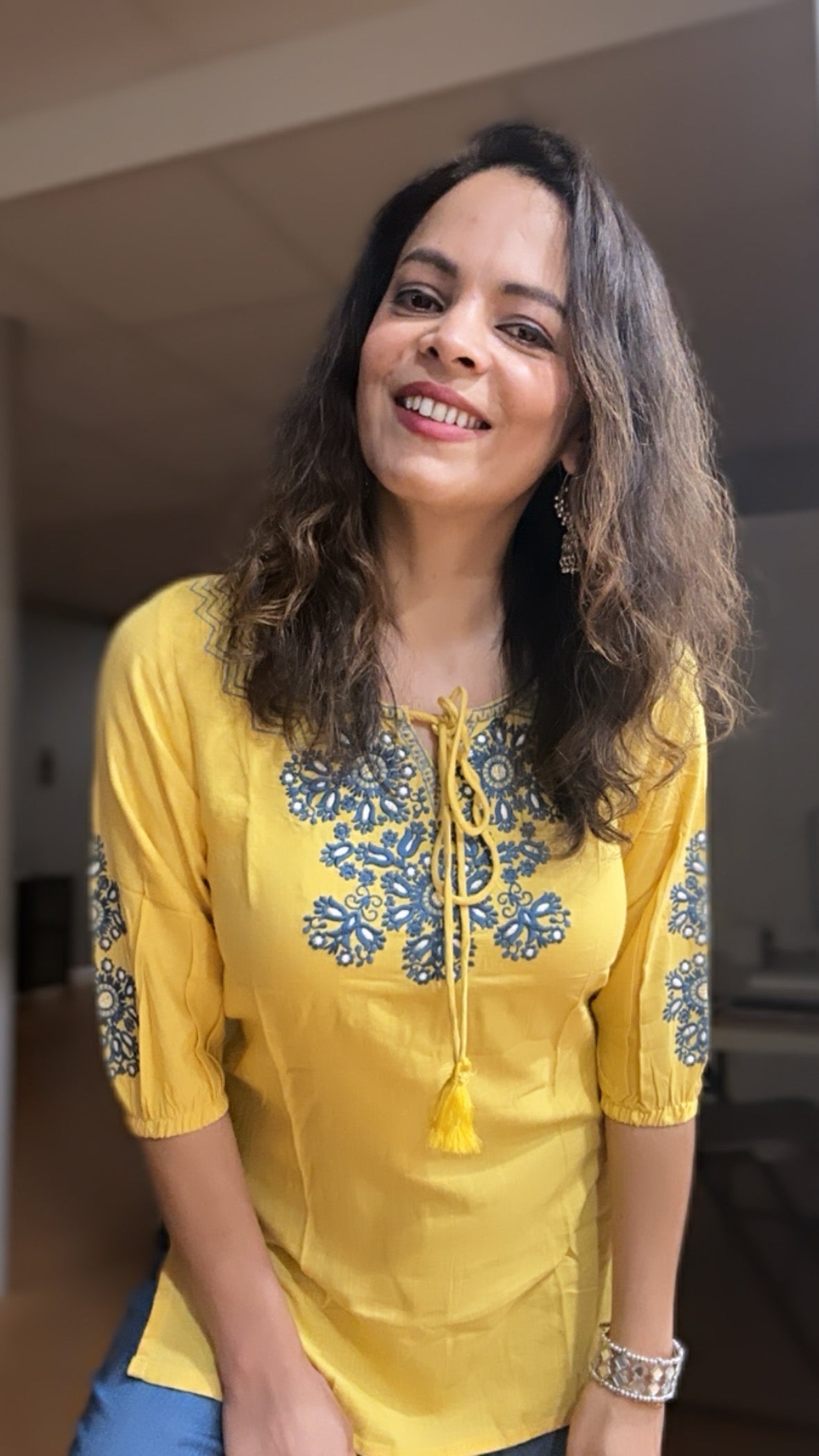 Yellow Short Kurti for Women