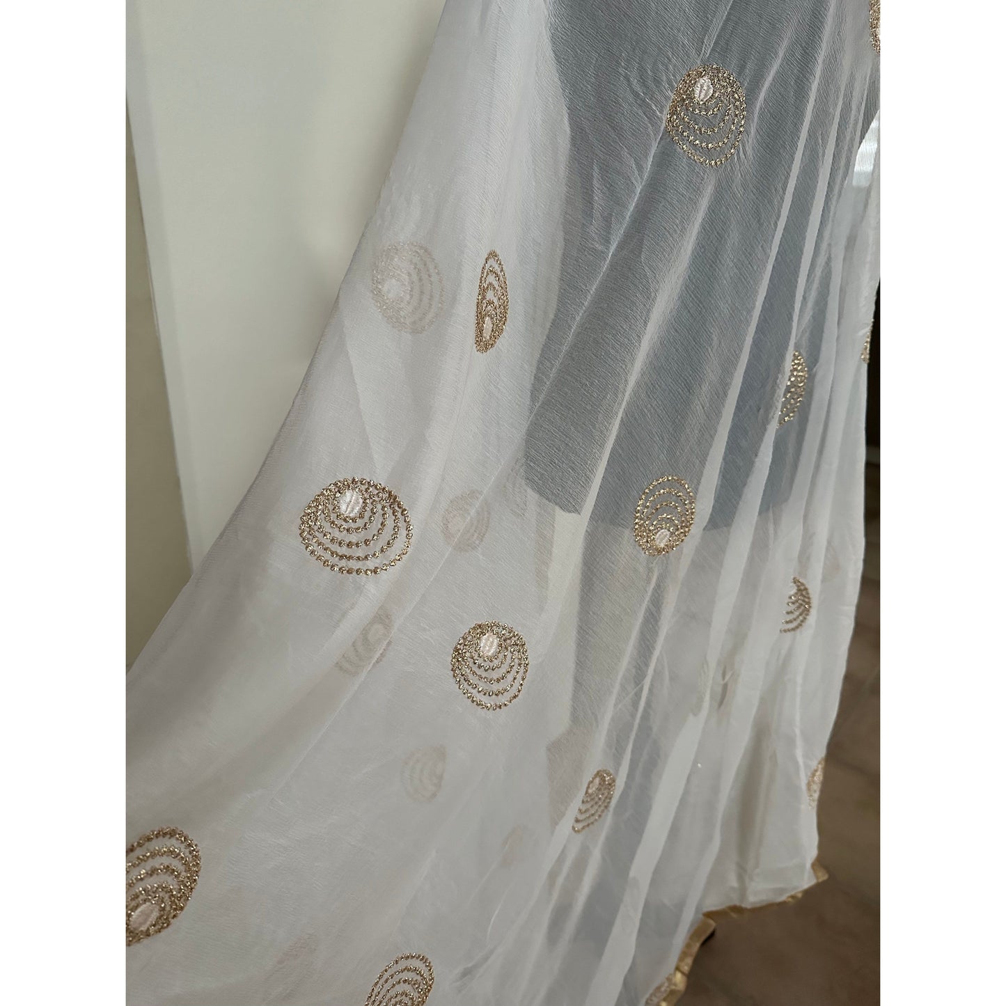White with Gold Dupatta