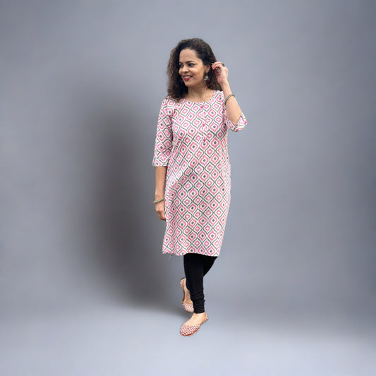 Pink and Grey Kurti : Khushboo Collection