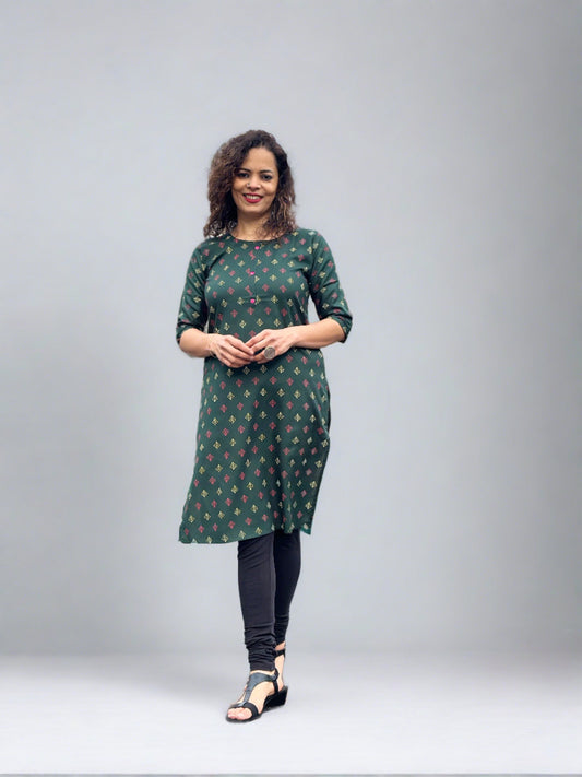 Green Kurta with Prints : Khushboo Collection