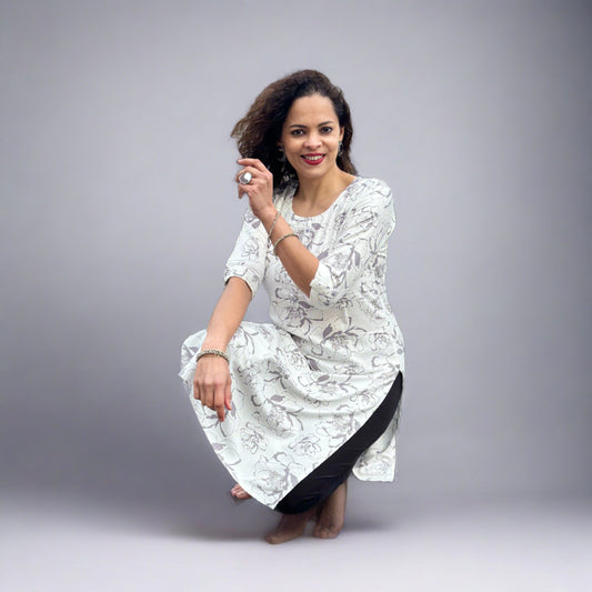 White with Grey Prints : Khushboo Collection