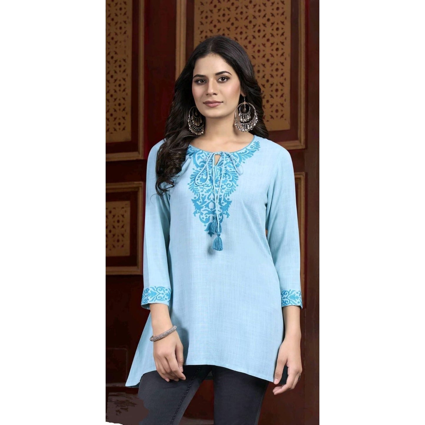 Baby Blue Short Kurti for Women