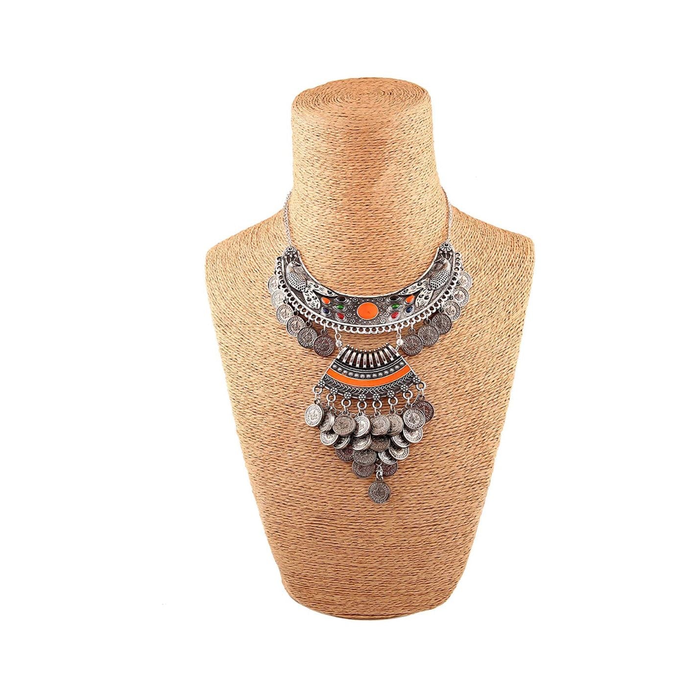 Boho Style Oxidized Silver Plated Antique Necklace for Women