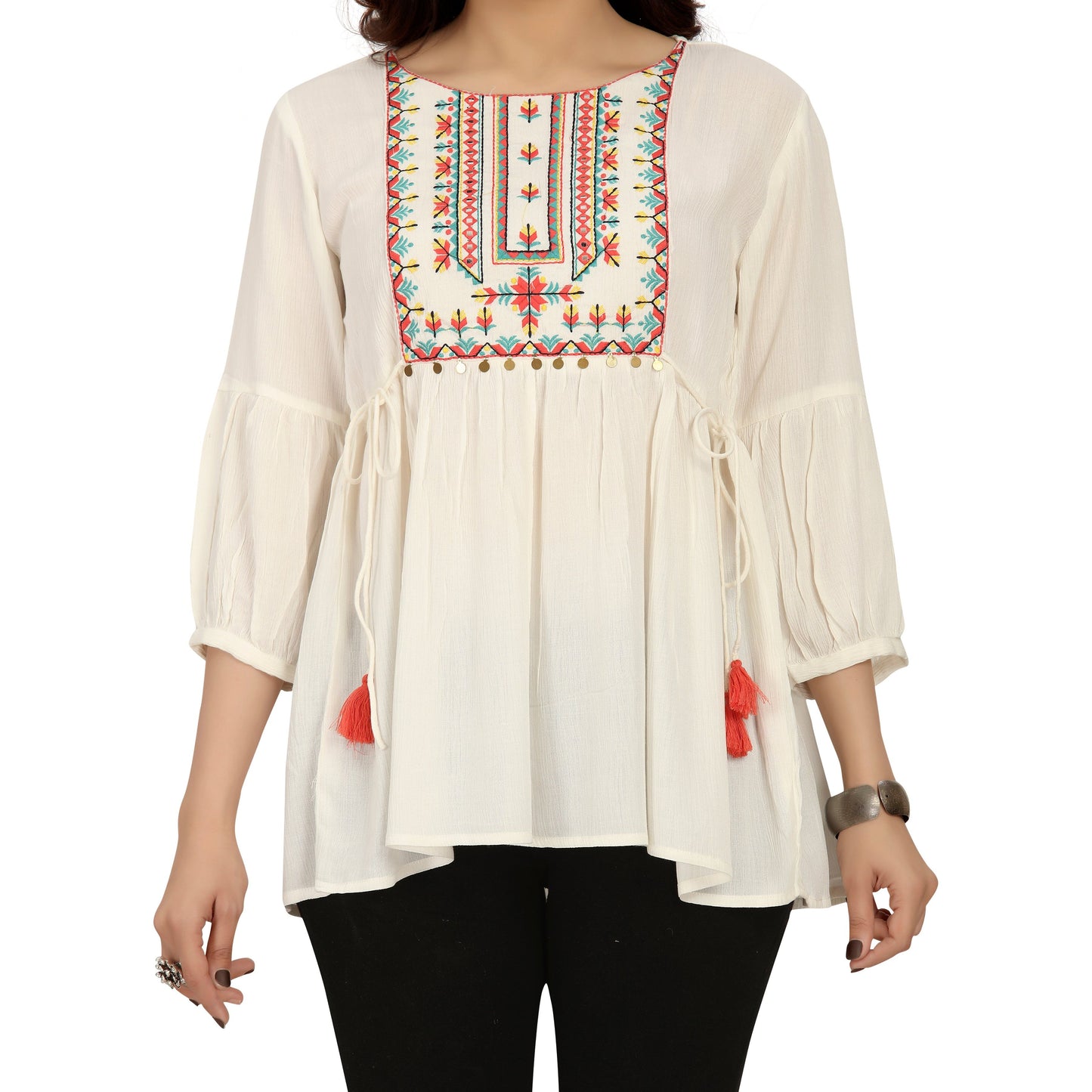 Short Kurta with Delicate Embroidery