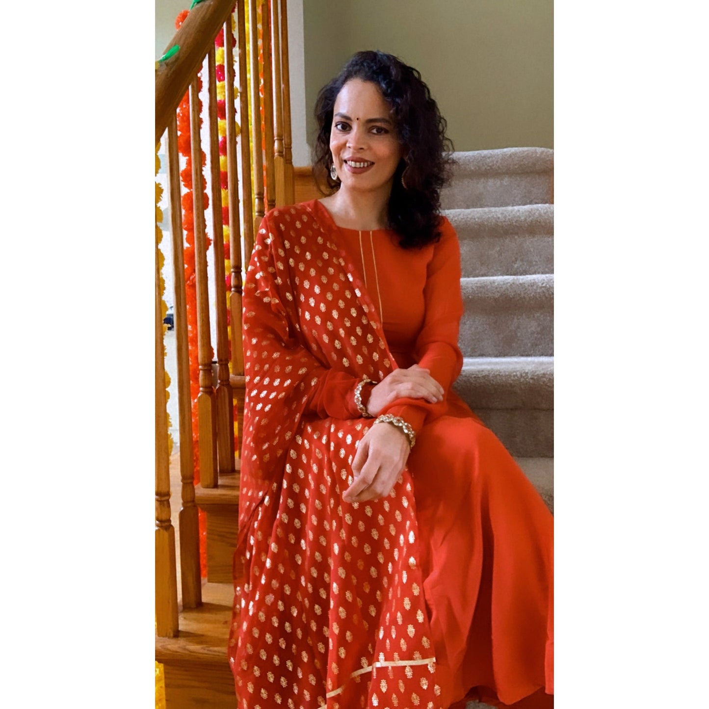 Red and Gold Kurta with Dupatta