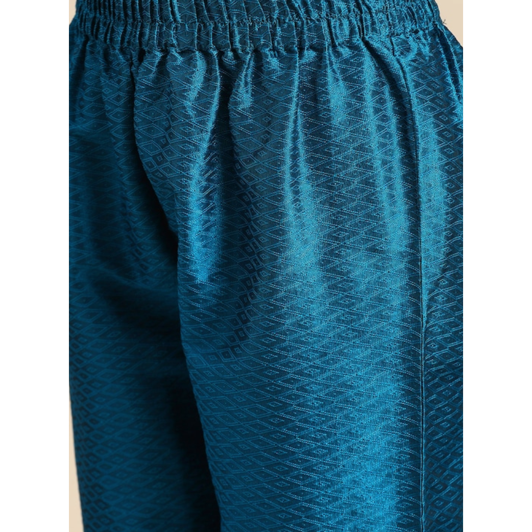 Designer Kurta sets Blue & Golden Embroidered Jacquard Kurta with Trousers