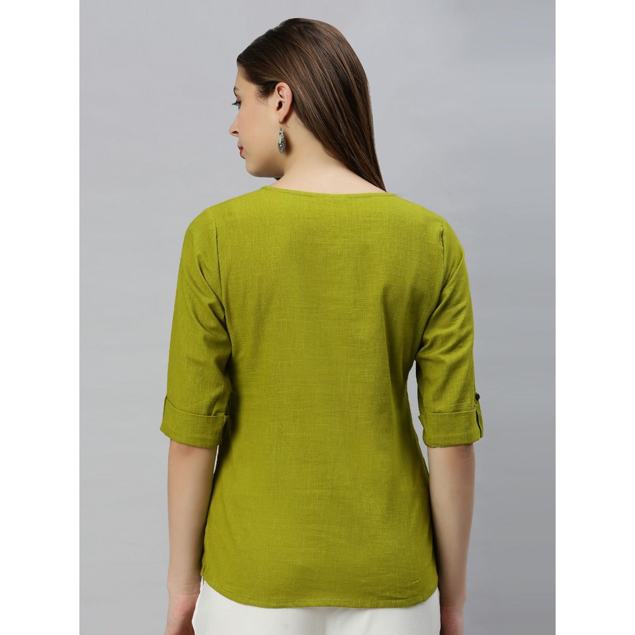 Green Short Kurti / Indian Tunic Top for Women