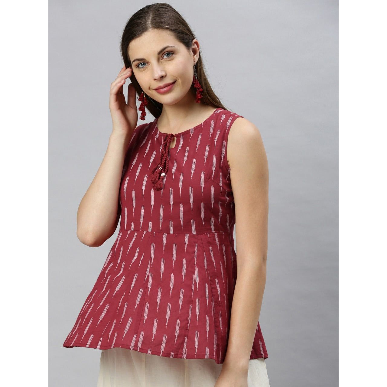 Embroidered Georgette Kurtas For Women at Best Price From Soch - Wine  Georgette Sleeveless Kurta With Embroidered Designs