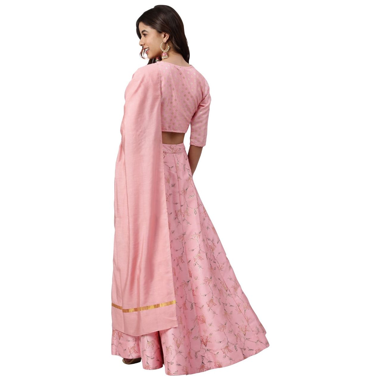 Wedding Wear / Party Wear Baby Pink Lehenga Choli Set with Dupatta
