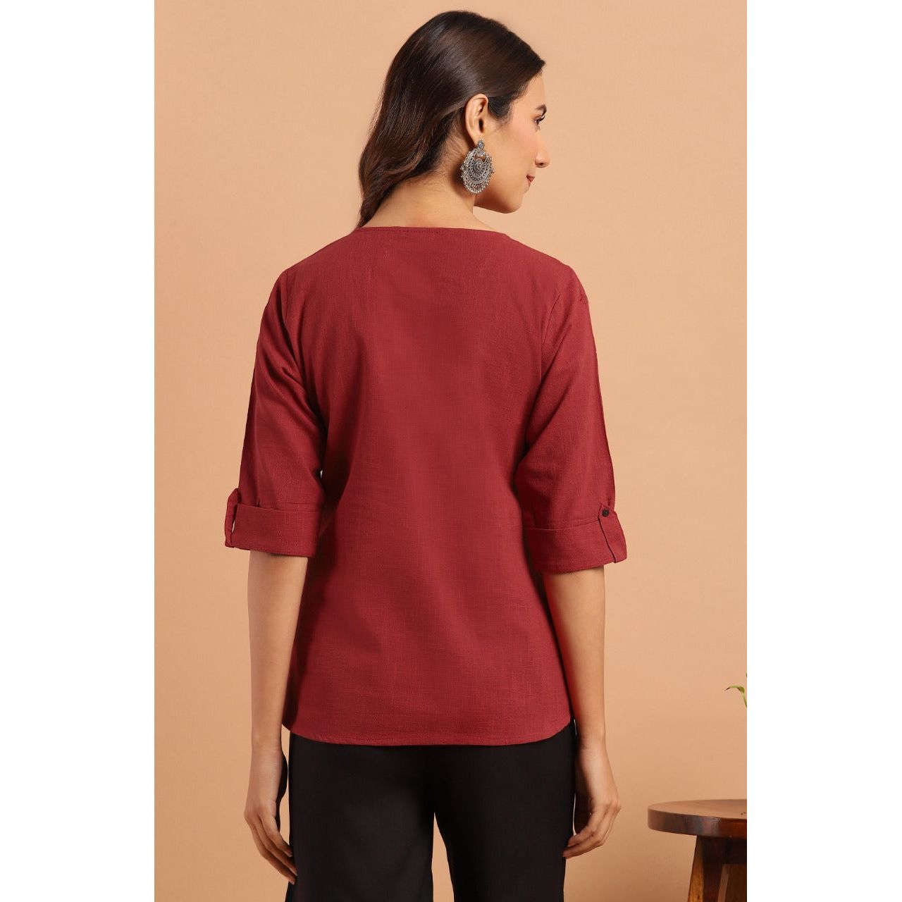 Red Indian Tunic Top/ Short Kurti for Women